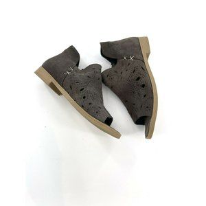 COOLWAY Grey Suede Leather Open Toe Cut Out Booties Shoes 38 7 Us